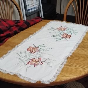 Elegant Floral Embroidered Table Runner